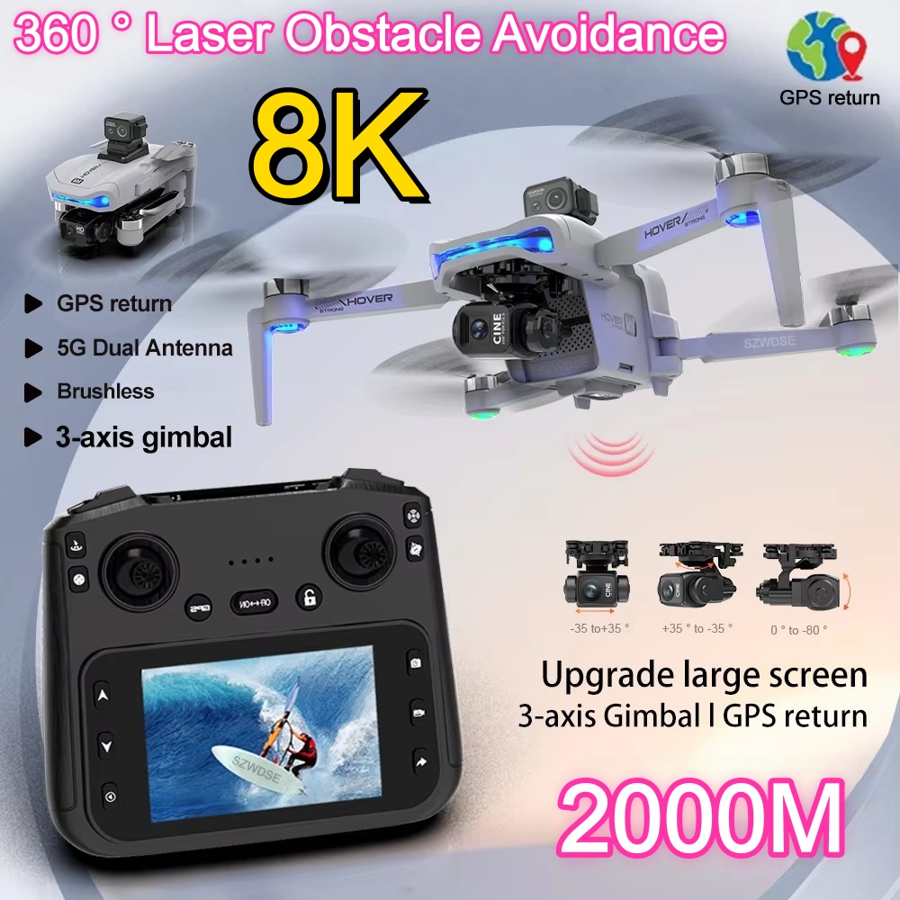 2KM Three-Axis Gimbal Drone 8K - Drone Gimbal 3 Axis recension och pris